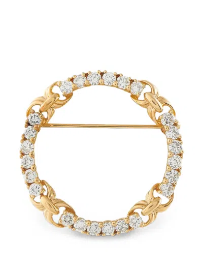 Pre-owned Lb Exclusive Open-circle-design Diamond Brooch In Gold