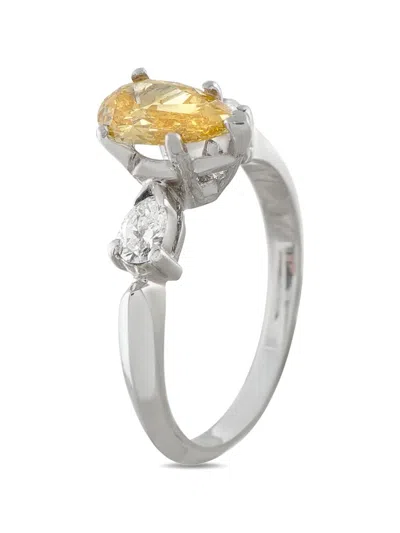 Pre-owned Lb Exclusive Orange Diamond Ring In Silver