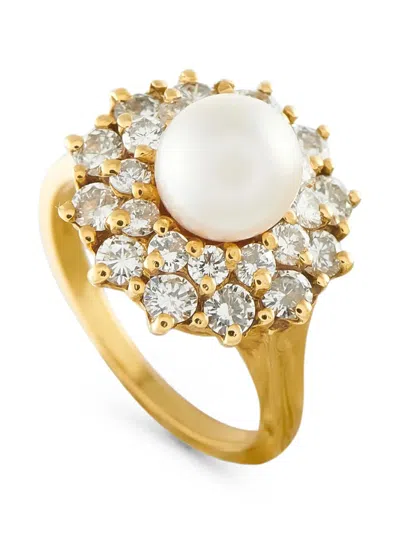 Pre-owned Lb Exclusive Pearl And Diamond Ring In 金色
