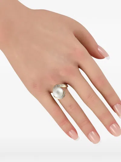 Pre-owned Lb Exclusive Pearl And Diamond Ring In Gold