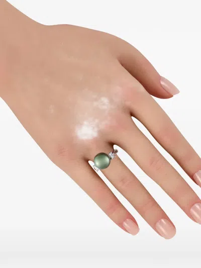 Pre-owned Lb Exclusive Pearl And Diamond Ring In Silver