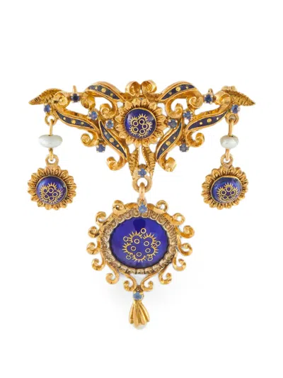 Pre-owned Lb Exclusive Pearl Brooch In Gold