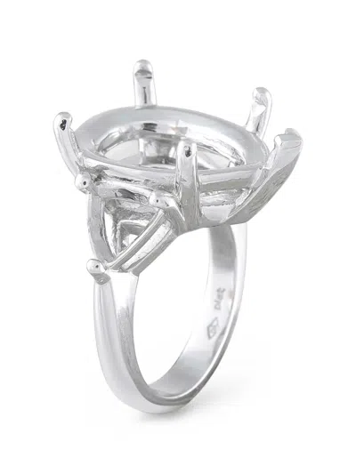 Pre-owned Lb Exclusive Pear-shape Mounting Ring In Silver