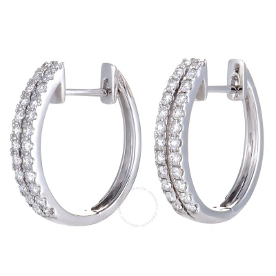 Lb Exclusive Petite .50ct 14k White Gold 2-row Diamond Hoop Earrings In Multi-color