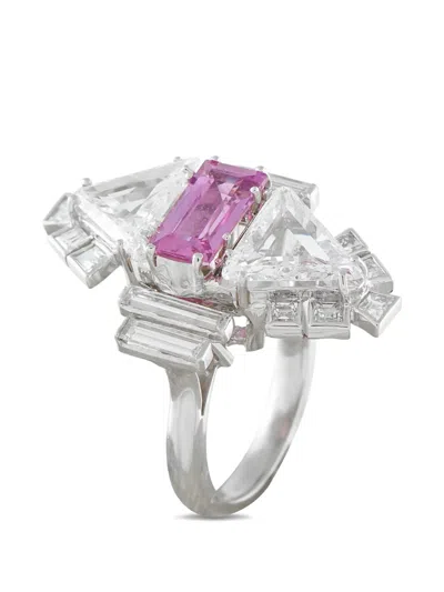 Pre-owned Lb Exclusive Pink Sapphire And Diamond Ring In Silver