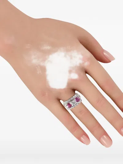 Pre-owned Lb Exclusive Pink-sapphire And Diamond Ring In Silver