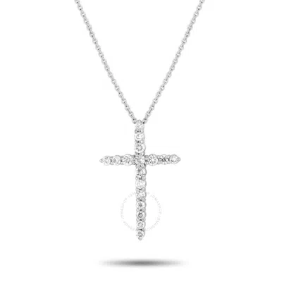 Lb Exclusive Platinum 0.25ct Diamond Everyday Cross Necklace Pn15389 In White