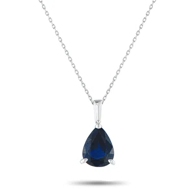 Lb Exclusive Platinum 0.05ct Diamond And Sapphire Pendant Necklace Mf14-082225 In Metallic