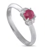 Lb Exclusive Platinum 0.08 Ct Diamond And 0.53 Ct Ruby Ring Mf13-101625 In Silver