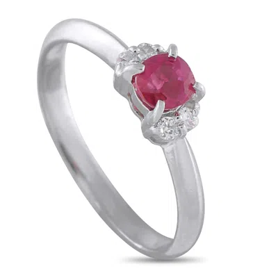 Lb Exclusive Platinum 0.08 Ct Diamond And 0.53 Ct Ruby Ring Mf13-101625 In Silver