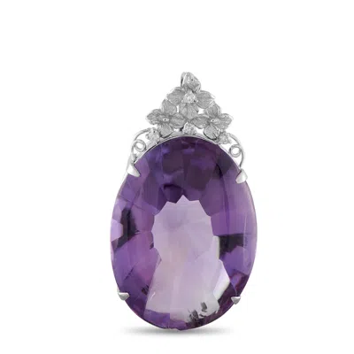 Lb Exclusive Platinum 0.08ct Diamond And Amethyst Pendant Mf09-010226 In Silver