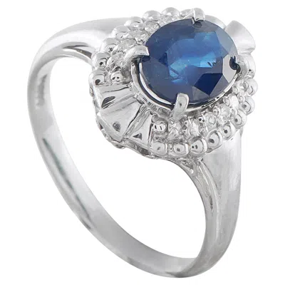 Pre-owned Lb Exclusive Platinum 0.08ct Diamond And Sapphire Ring Mf02-010225 In Blue