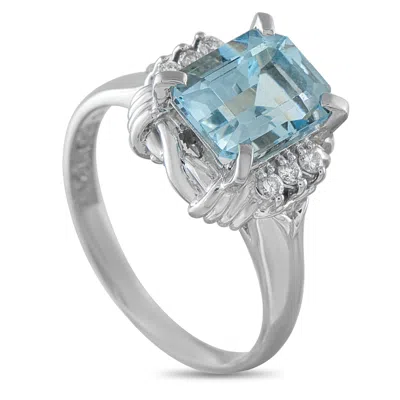 Lb Exclusive Platinum 0.10ct Diamond And Aquamarine Ring Mf07-010226 In White