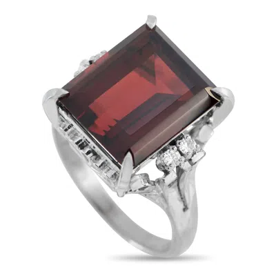 Lb Exclusive Platinum 0.11ct Diamond And Garnet Ring Mf43-101625 In White