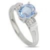 Lb Exclusive Platinum 0.11ct Diamond And Sapphire Ring Mf07-110625 In Silver