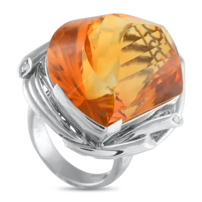 Lb Exclusive Platinum 0.14ct Diamond And Citrine Ring Mf05-061325 In Metallic