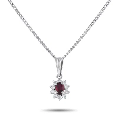 Lb Exclusive Platinum 0.14ct Diamond And Ruby Necklace Mf12-061625