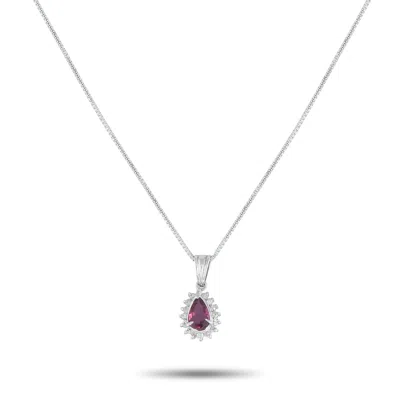 Lb Exclusive Platinum 0.14ct Diamond And Ruby Pendant Necklace Mf03-082125 In White