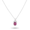 Lb Exclusive Platinum 0.14ct Diamond And Ruby Pendant Necklace Mf31-082025 In Metallic