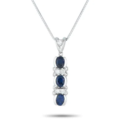 Lb Exclusive Platinum 0.14ct Diamond And Sapphire Necklace Mf40-082125 In Metallic