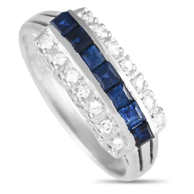 Lb Exclusive Platinum 0.15ct Diamond And Sapphire Ring Mf10-112924 In White
