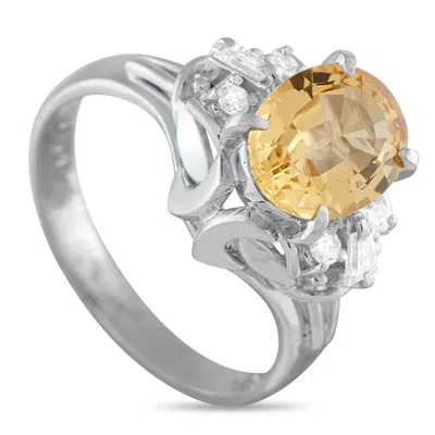 Lb Exclusive Platinum 0.16ct Diamond And Imperial Topaz Ring Mf09-101625 In Multi