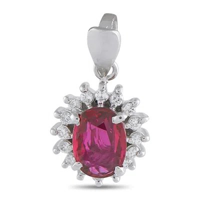 Lb Exclusive Platinum 0.16ct Diamond And Ruby Pendant Mf14-101525 In Pink