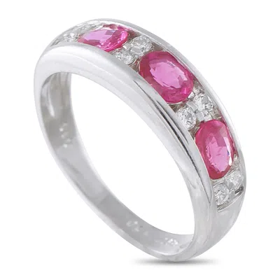 Lb Exclusive Platinum 0.16ct Diamond And Sapphire Ring Mf29-041426 In Burgundy