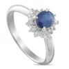 Lb Exclusive Platinum 0.17 Ct Diamond And 0.72 Ct Sapphire Ring Mf70-101625 In Silver