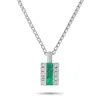 Lb Exclusive Platinum 0.18ct Diamond And Emerald Pendant Necklace Mf13-110525 In Silver