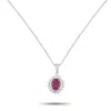Lb Exclusive Platinum 0.18ct Diamond And Ruby Pendant Necklace Mf14-110525 In Metallic