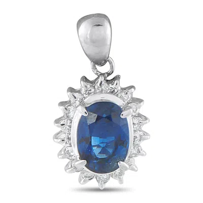 Lb Exclusive Platinum 0.18ct Diamond And Sapphire Pendant Mf29-110525 In Gold