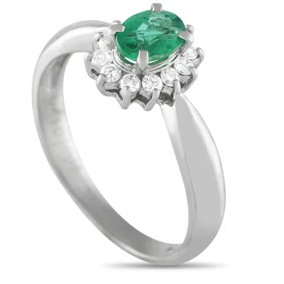 Lb Exclusive Platinum 0.19ct Diamond And Emerald Ring Mf21-061625