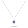 Lb Exclusive Platinum 0.20 Ct Diamond And 0.71 Ct Sapphire Oval Sunburst Pendant Necklace Mf32-082125 In Metallic