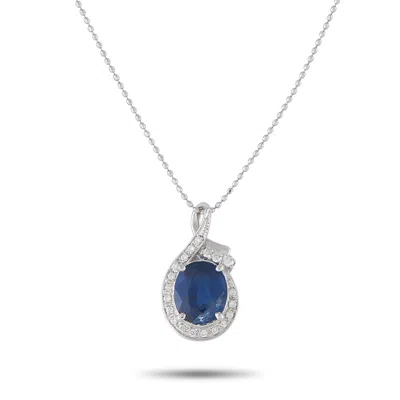 Lb Exclusive Platinum 0.20 Ct Diamond And 2.49 Ct Sapphire Necklace Mf30-061625