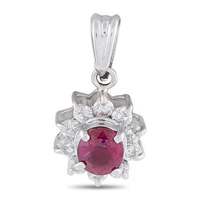 Lb Exclusive Platinum 0.20ct Diamond And Ruby Pendant Mf07-121625 In Silver