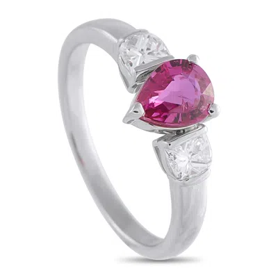 Lb Exclusive Platinum 0.20ct Diamond And Ruby Ring #5161 In Metallic