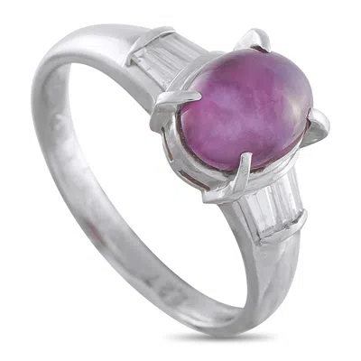 Lb Exclusive Platinum 0.20ct Diamond And Ruby Ring Mf02-122925 In Silver