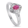 Lb Exclusive Platinum 0.20ct Diamond And Ruby Ring Mf14-110425 In Silver