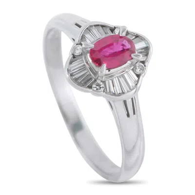 Lb Exclusive Platinum 0.20ct Diamond And Ruby Ring Mf14-110425 In Silver