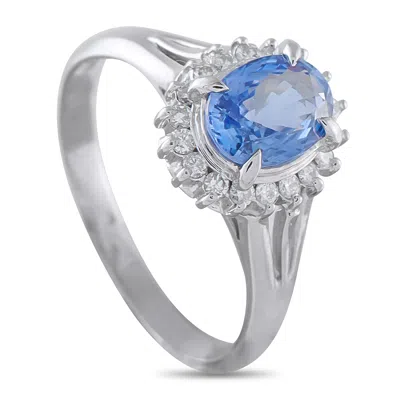 Lb Exclusive Platinum 0.20ct Diamond And Sapphire Ring Mf19-010225 In Metallic