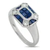 Lb Exclusive Platinum 0.20ct Diamond And Sapphire Ring Mf20-110525 In Silver