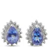 Lb Exclusive Platinum 0.20ct Diamond And Tanzanite Earrings Mf24-110425 In Silver