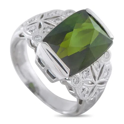 Lb Exclusive Platinum 0.20ct Diamond And Tourmaline Ring Mf16-010226 In Green