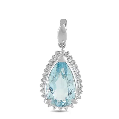 Lb Exclusive Platinum 0.21ct Diamond And Aquamarine Pendant Mf16-010626 In Blue