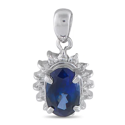 Lb Exclusive Platinum 0.21ct Diamond And Sapphire Pendant Mf28-121625 In Silver