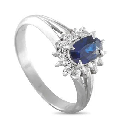 Lb Exclusive Platinum 0.21ct Diamond And Sapphire Ring Mf11-121625 In Metallic