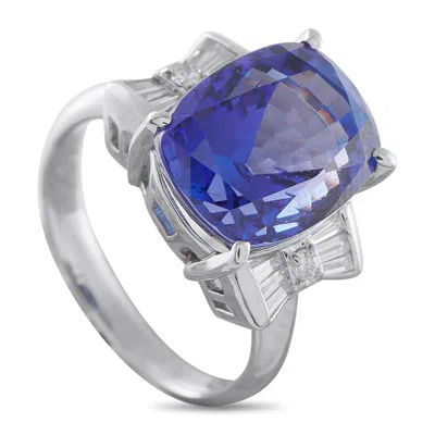 Lb Exclusive Platinum 0.21ct Diamond And Tanzanite Ring Mf05-123025 In Metallic