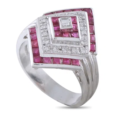 Lb Exclusive Platinum 0.22ct Diamond And Ruby Ring Mf23-041326 In Multi
