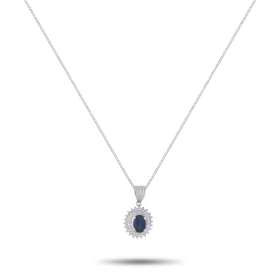 Lb Exclusive Platinum 0.22ct Diamond And Sapphire Pendant Necklace Mf06-041426 In Pink